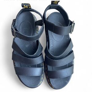 Dr. Martens Women’s Blaire Hydro Leather Sandals, Black Patent Leather, Size 9